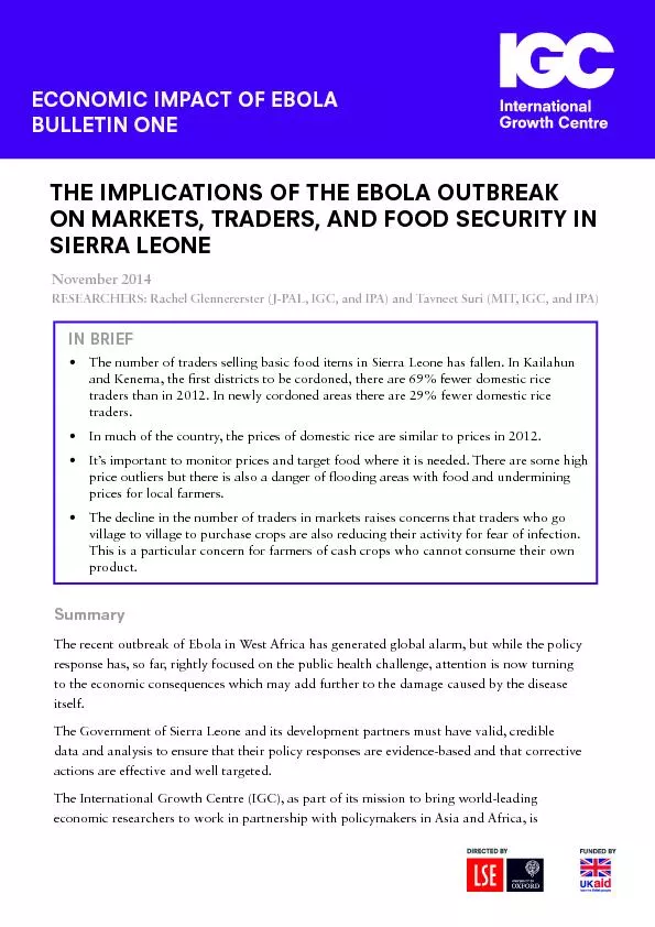 THE IMPLICATIONS OF THE EBOLA OUTBREAK