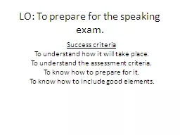 LO: To prepare for the speaking exam.