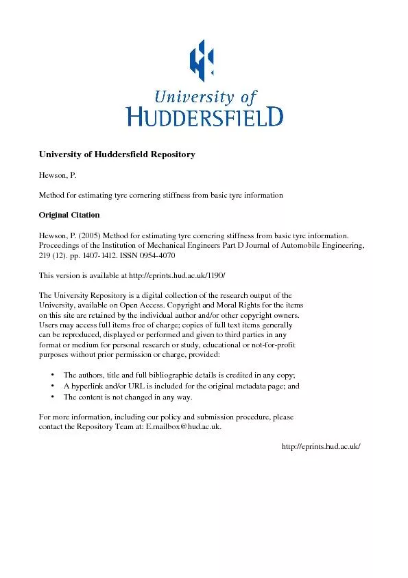 University of Huddersfield RepositoryHewson, P.Method for estimating t