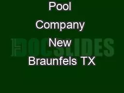 Pool Company New Braunfels TX