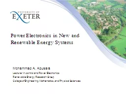 Power Electronics in New and Renewable Energy Systems