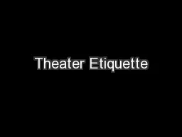 Theater Etiquette