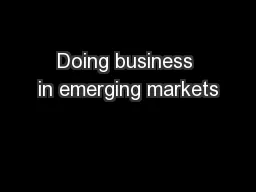 Doing business in emerging markets