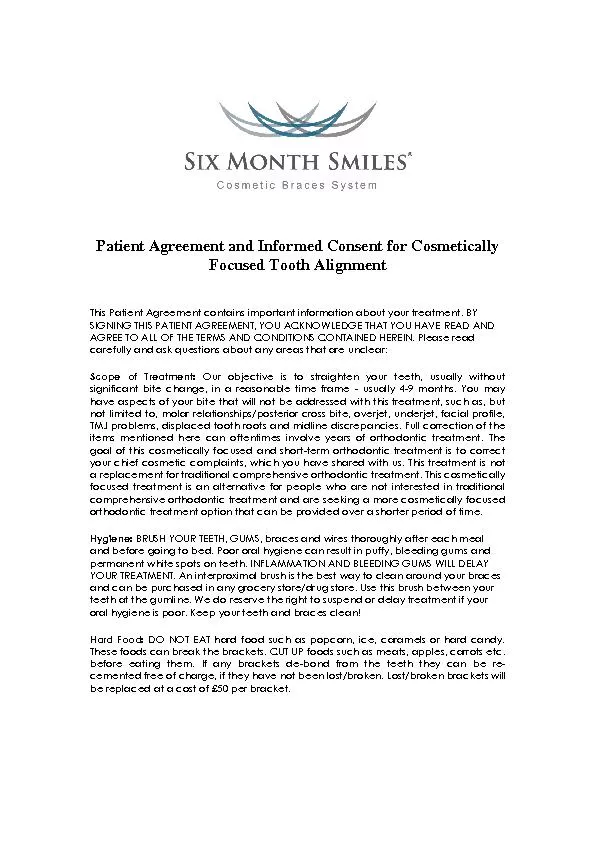 Patient Agreement and Informed Consent for Cosmetically