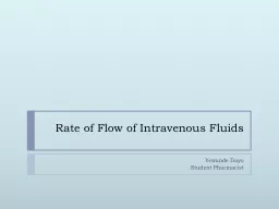 Rate of Flow of Intravenous Fluids