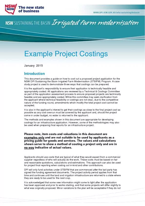 Example Project CostingJanuary  2015Introduction This document provide