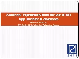   Students’ Experiences from the use of MIT App Inventor