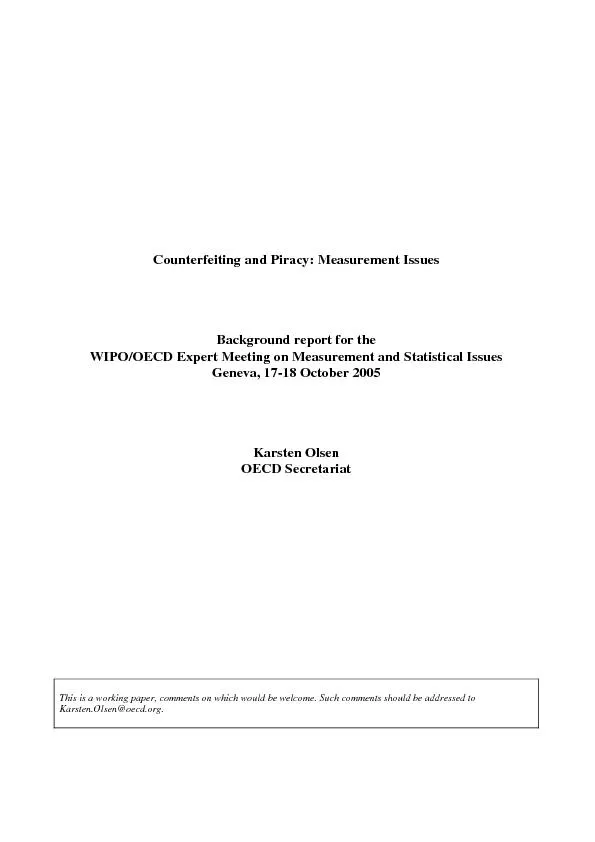 Counterfeiting and Piracy: Measurement Issues Background report for th