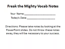 Freak the Mighty Vocab Notes