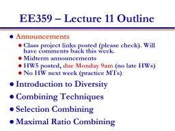 EE359 – Lecture 11 Outline