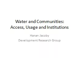 Water and Communities: