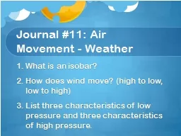 Journal #11: Air Movement - Weather
