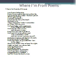 Where I’m From Poems