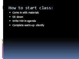 How to start class: