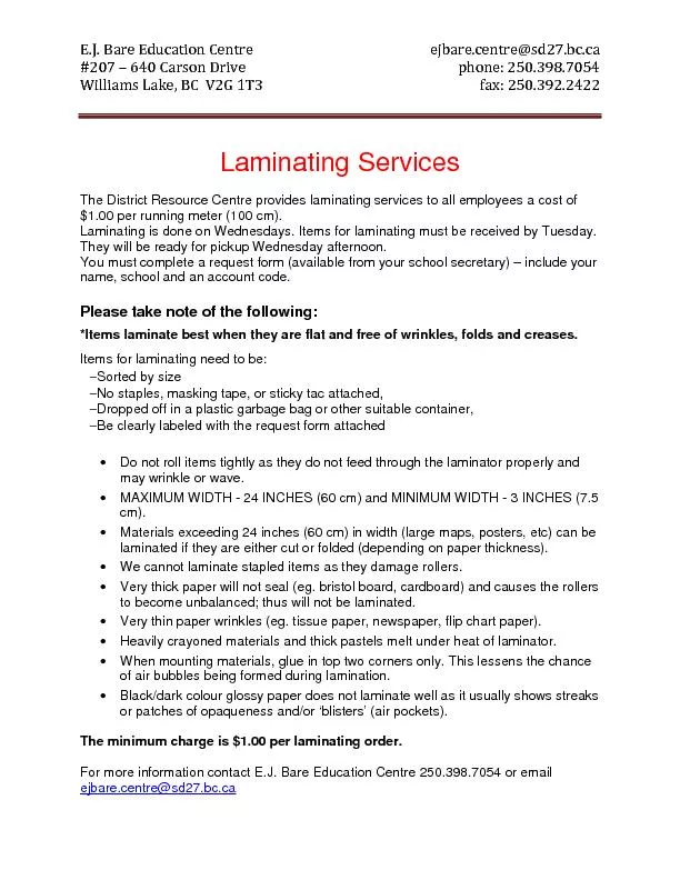 Laminating Services