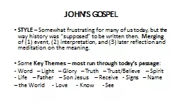 JOHN’S GOSPEL