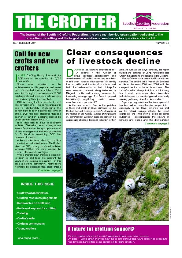 The journal of the Scottish Crofting Federation, the only member-led o