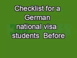 Checklist for a German national visa  students  Before
