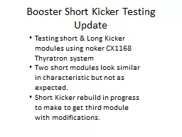 Booster Short Kicker Testing