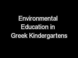 Environmental Education in Greek Kindergartens