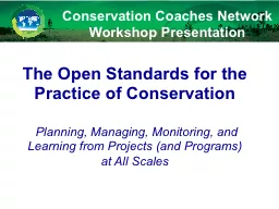 Conservation Coaches Network Workshop Presentation