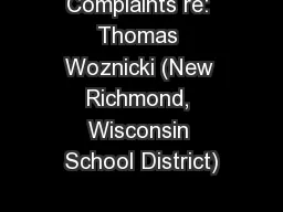 Complaints re: Thomas Woznicki (New Richmond, Wisconsin School District)