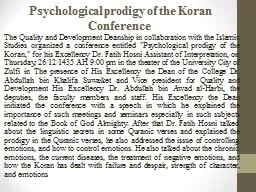 Psychological prodigy of the Koran Conference 
