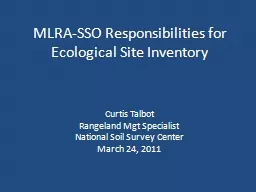 MLRA-SSO Responsibilities for Ecological Site Inventory