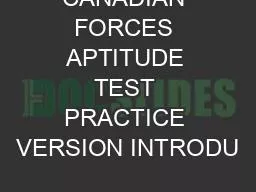 CANADIAN FORCES APTITUDE TEST PRACTICE VERSION INTRODU