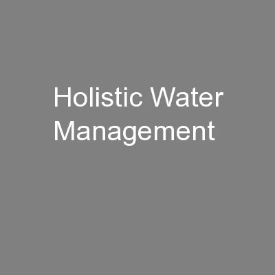 Holistic Water Management