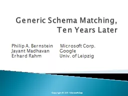Generic Schema Matching, Ten Years Later