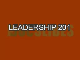 LEADERSHIP 201