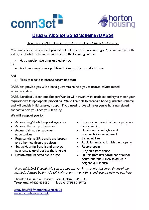 Drug & Alcohol Bond Scheme (DABS)