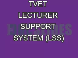 TVET LECTURER SUPPORT SYSTEM (LSS)