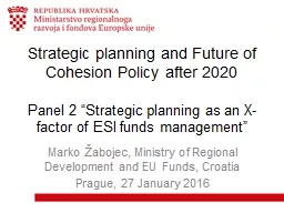 Strategic planning and Future of Cohesion Policy after 2020