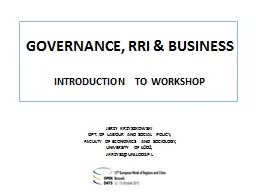 GOVERNANCE, RRI & BUSINESS