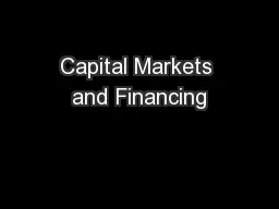 Capital Markets and Financing