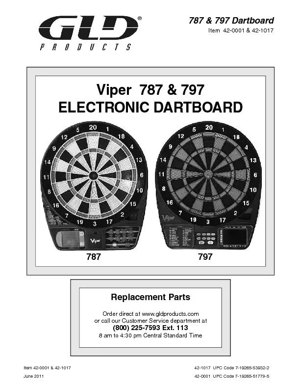 GLD Products787 & 797 Dartboard Item 42-0001 & 42-101731-800-225-7593w