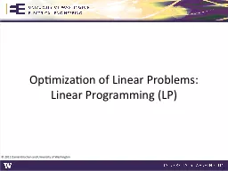 Optimization of Linear Problems: Linear Programming (LP)