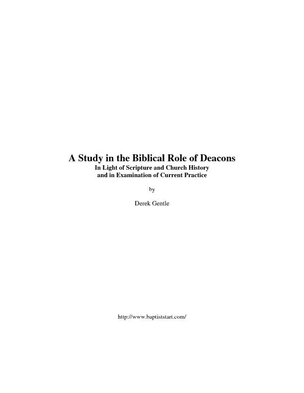 A Study in the Biblical Role of DeaconsIn Light of Scripture and Churc