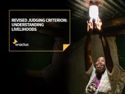 Revised Judging Criterion:  understanding Livelihoods