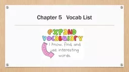 Chapter 5   Vocab List