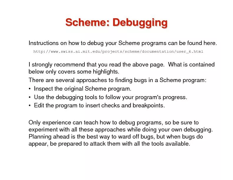 Scheme: Debugging