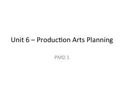 Unit 6 – Production Arts Planning