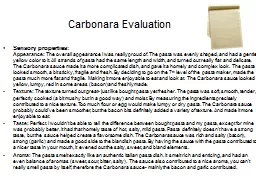 Carbonara Evaluation