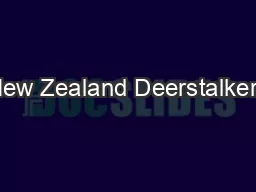 New Zealand Deerstalkers’