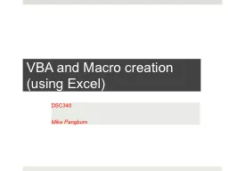 VBA and Macro creation