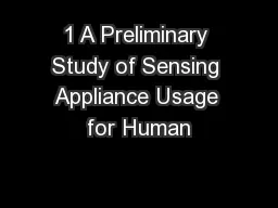 1 A Preliminary Study of Sensing Appliance Usage for Human