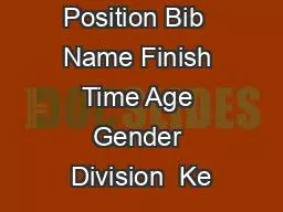 Position Bib  Name Finish Time Age Gender Division  Ke