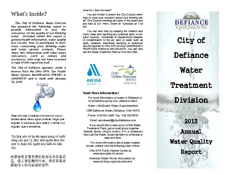 The City of Defiance Water Division